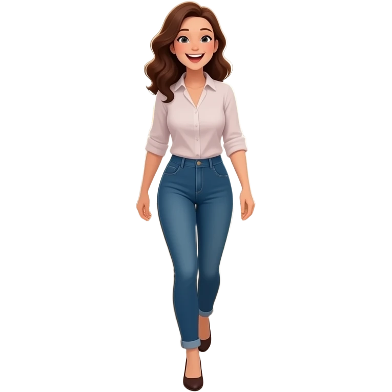 Laughing Brunette woman leaves kitchen messy emoji