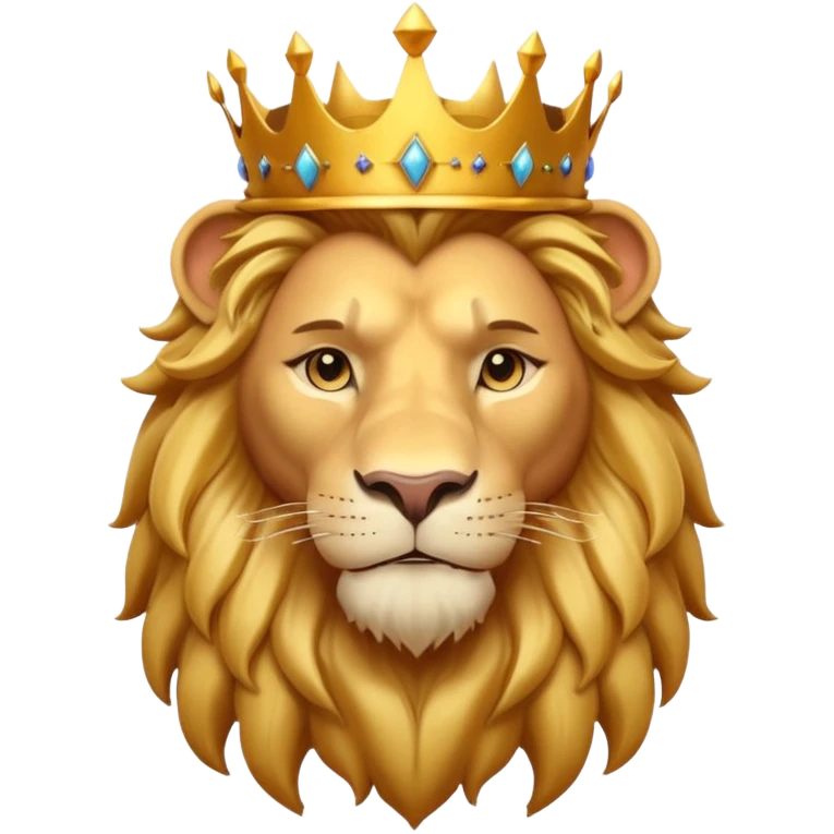 king lion portrait, head and shoulders only, golden crown, royal mane, confident majestic expression, fantasy royalty vibe, 3D cartoon, mobile game icon style, clean background, no text, no watermark
 emoji