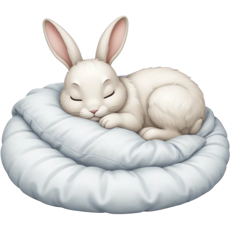 cartoon white rabbit asleep in bed emoji