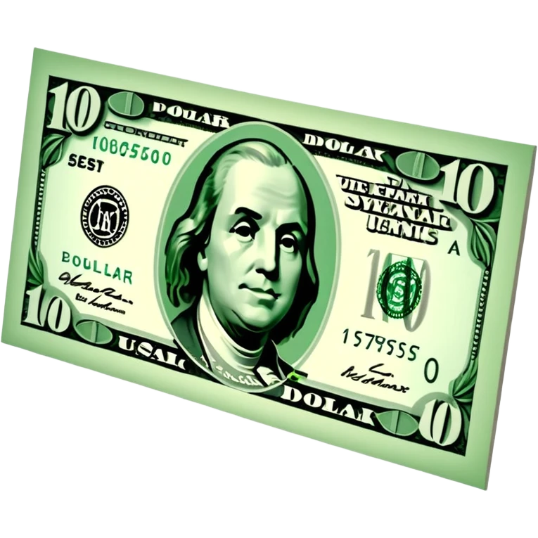 3D realistic US 100 dollar bill sticker, slight perspective, centered, clean cutout, transparent background, no text, no watermark emoji