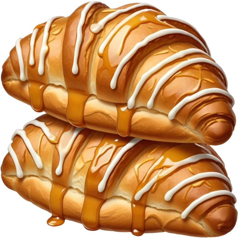 Almond croissant with a caramel syrup on it emoji
