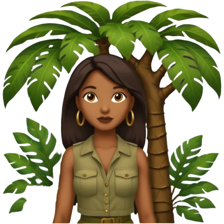 an woman with jungle tree emoji
