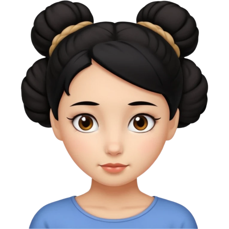 Девушка с пучком чёрных волос и тёмными глазами  emoji