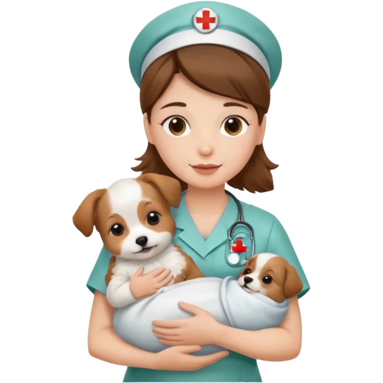 nurse holding baby dog emoji