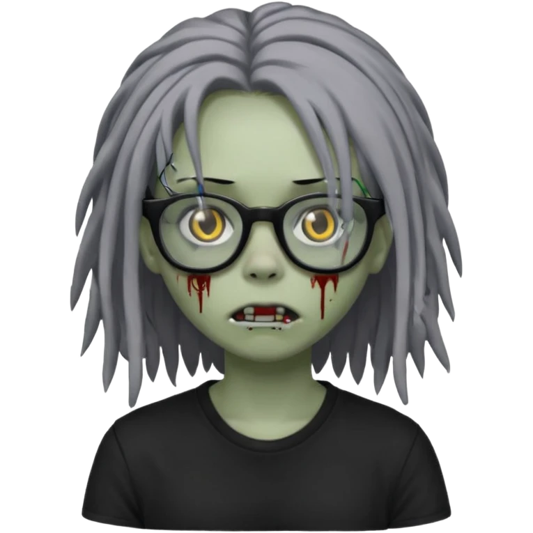 Girl,zombie,glasses,emo,dreads,black shirt emoji