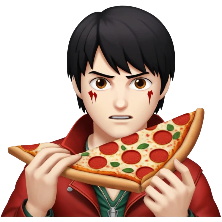dante from devil may cry 3 eating a pizza image size 32x32 aspect ratio 1:1 emoji