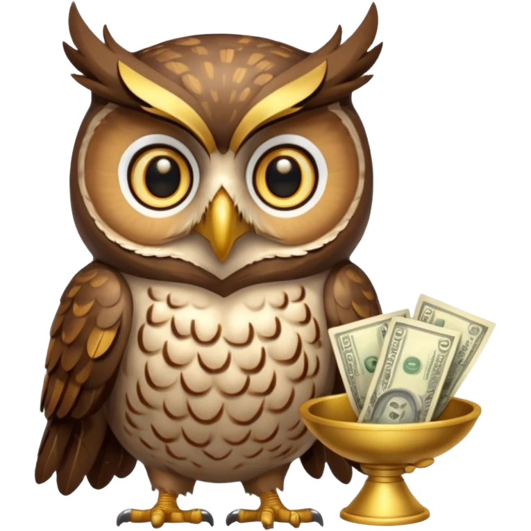 holding money and scale mascot owl emoji