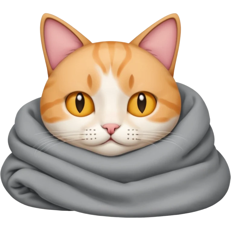 Lazy tired cat cute with blanket emoji