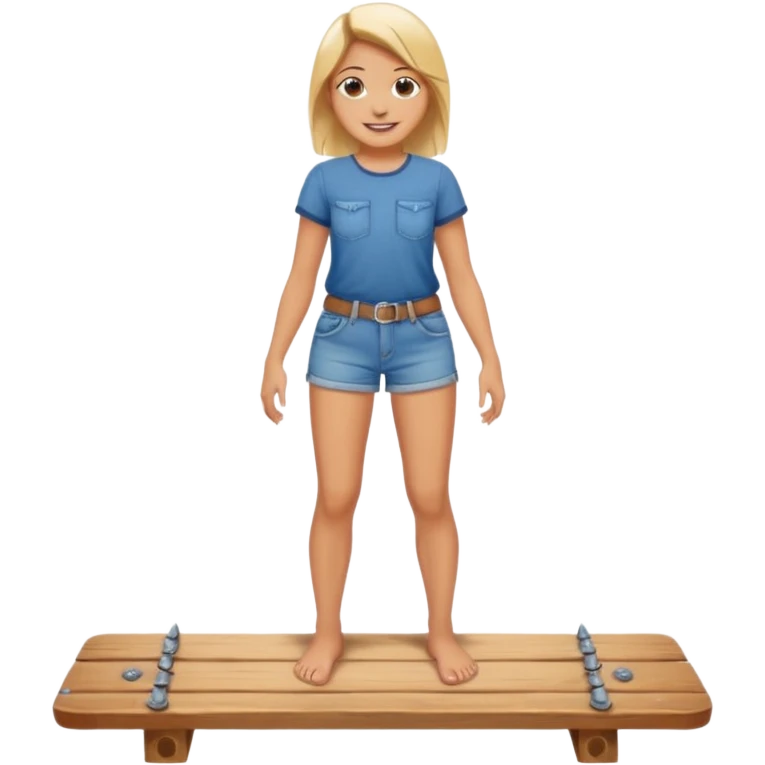 barefoot standing on a wooden board with nails emoji