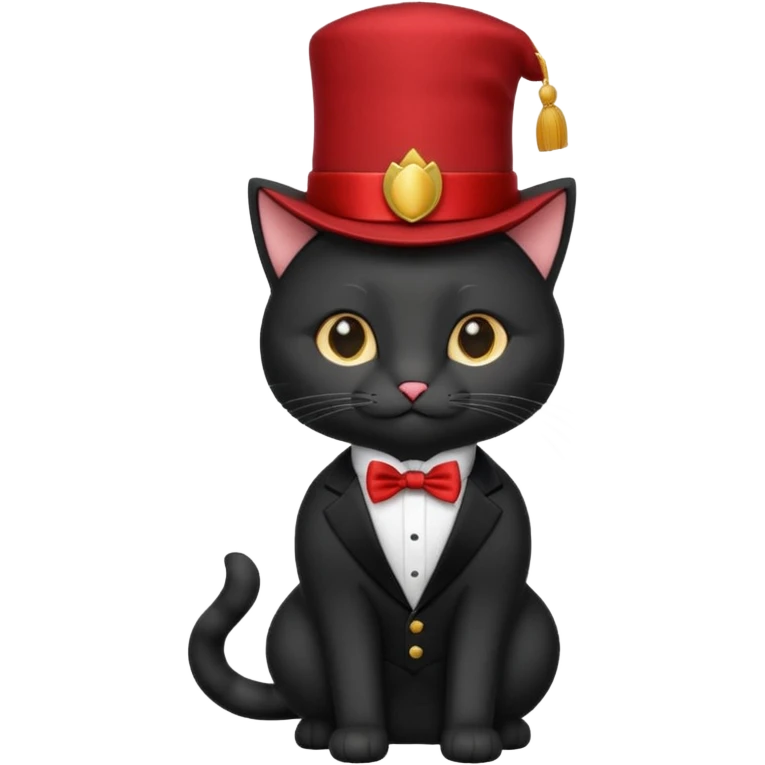 black suited cat with fes hat emoji