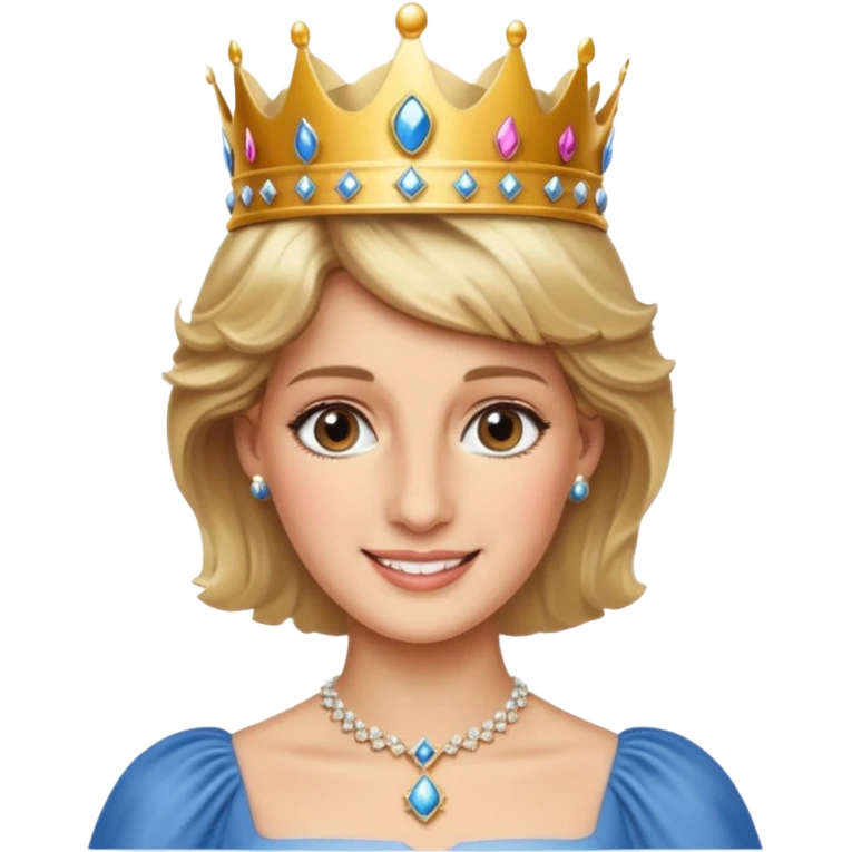content face, Princess Diana with crown emoji