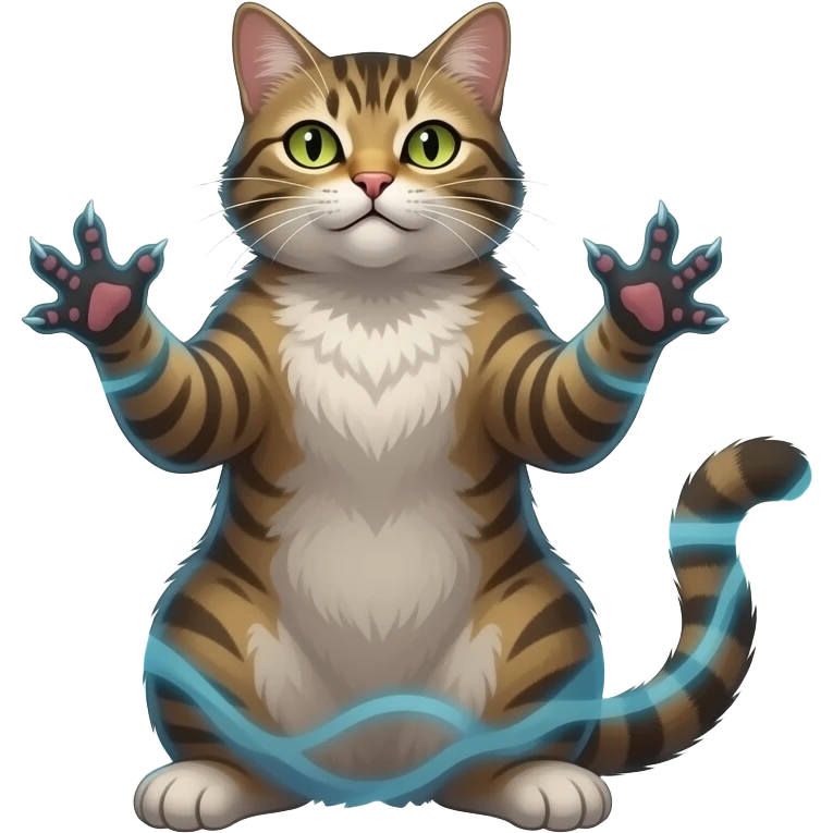 A cat that looks like he is summoning something with powers emoji