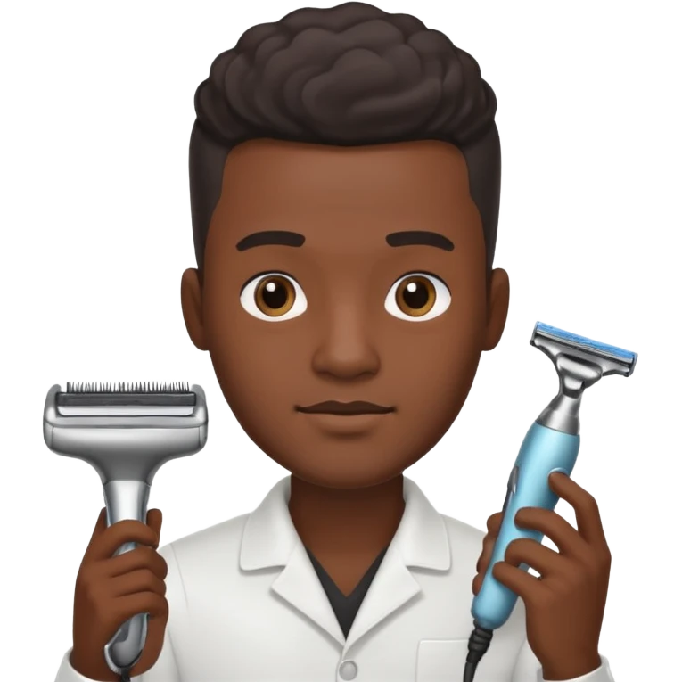 black hairdresser man with shaving machine emoji