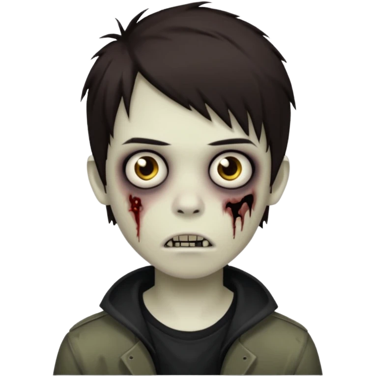 boy zombie with darkish brown kinda long hair emo, no glasses emoji