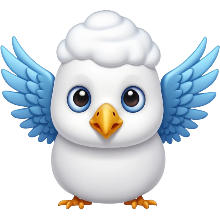 Marshmallow with wings eyes and a beak emoji
