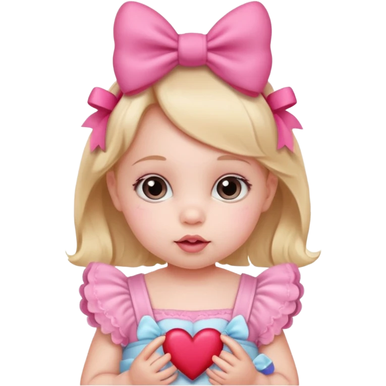 baby girl with valentines day decor emoji