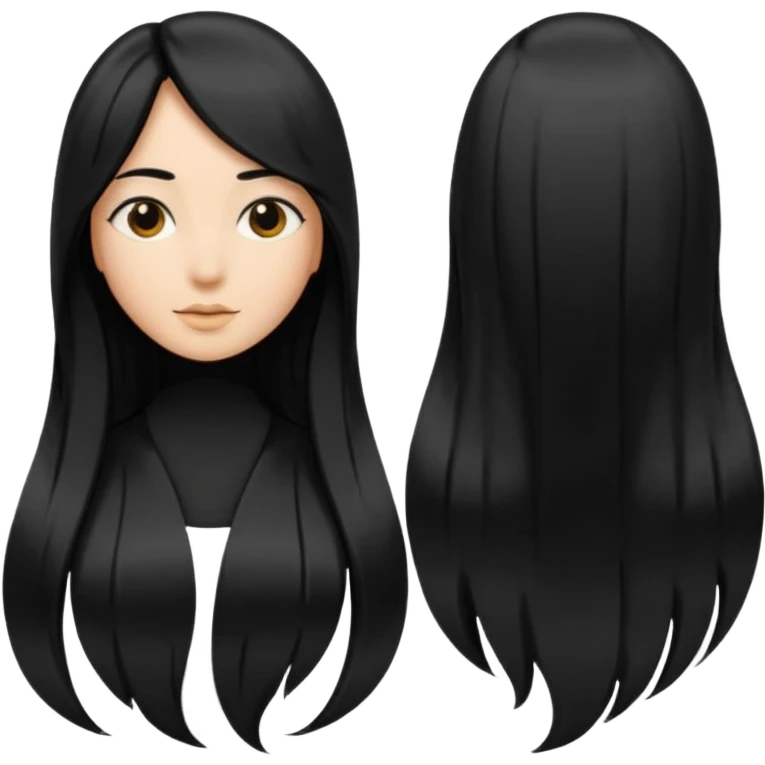 back view of long black hair emoji