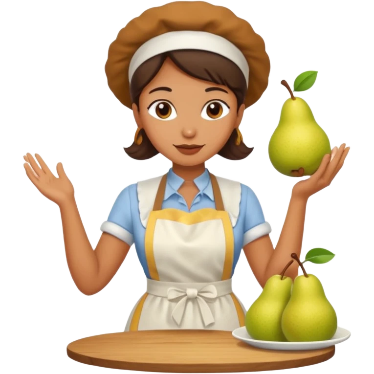woman making pear cake emoji