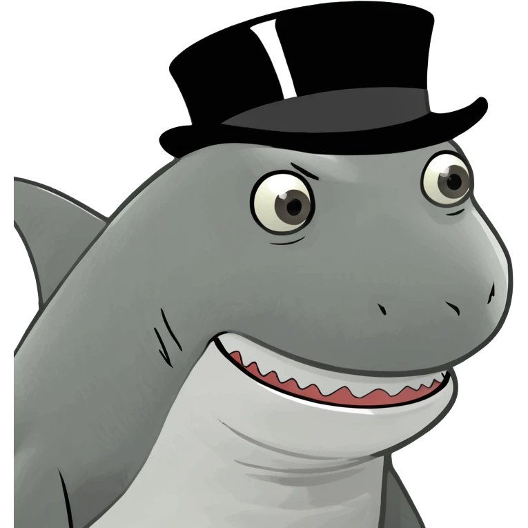 Shark with a top hat emoji
