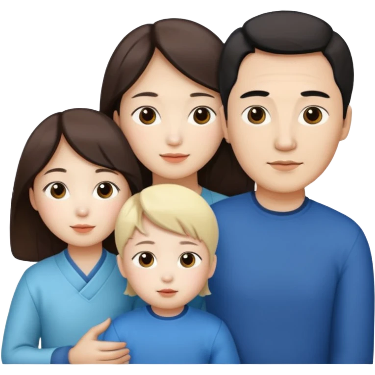 Family korean male x russian female + kid emoji