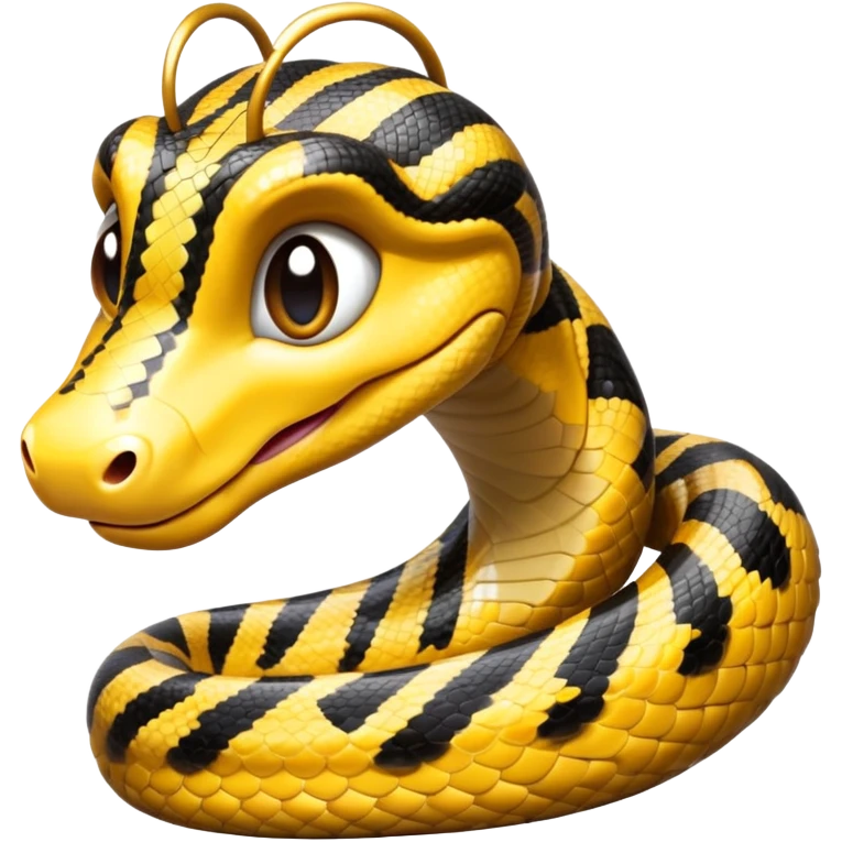 cinematic-cute-anaconda-portrait-emoji,-head-tilted-playfully-and-inquisitively,-with-a-sleek,-shimmering-body-adorned-with-detailed-scale-sriped patterns-and-round,-sparkling-eyes-full-of-wonder,-simplified-yet-irresistibly-adorable-features emoji