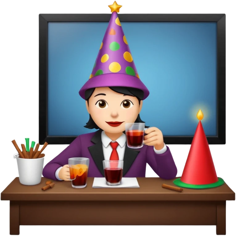 mulled wine party at work desk emoji