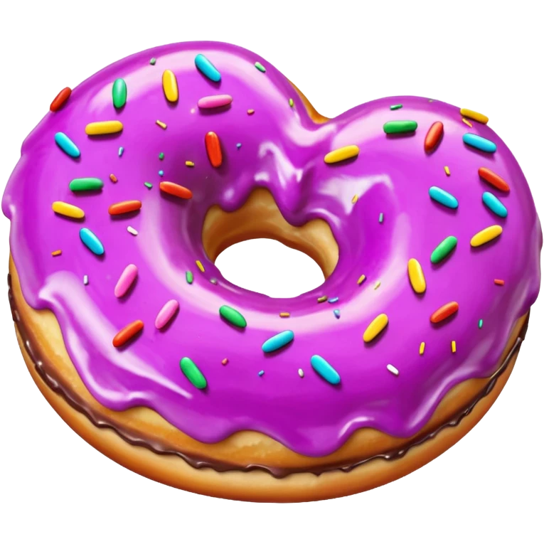 Realistic isolated heart shaped donut with mauve frosting. emoji