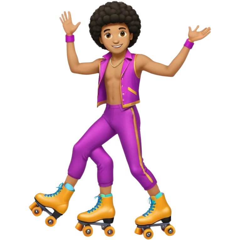 man afro hair disco clothe and roller skate emoji