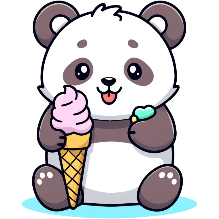 Panda eating ice cream emoji