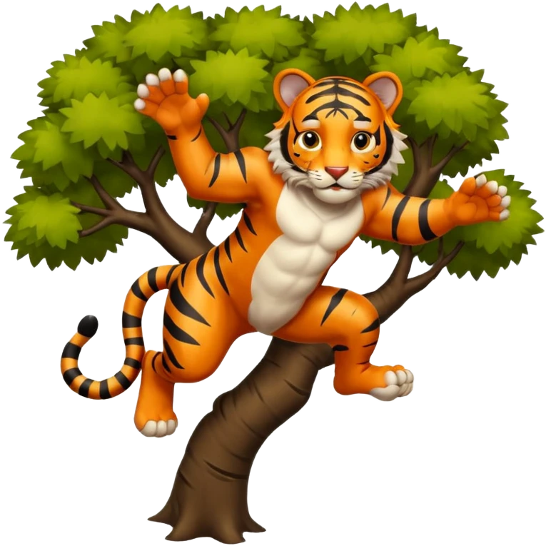 tiger jumping from tree emoji