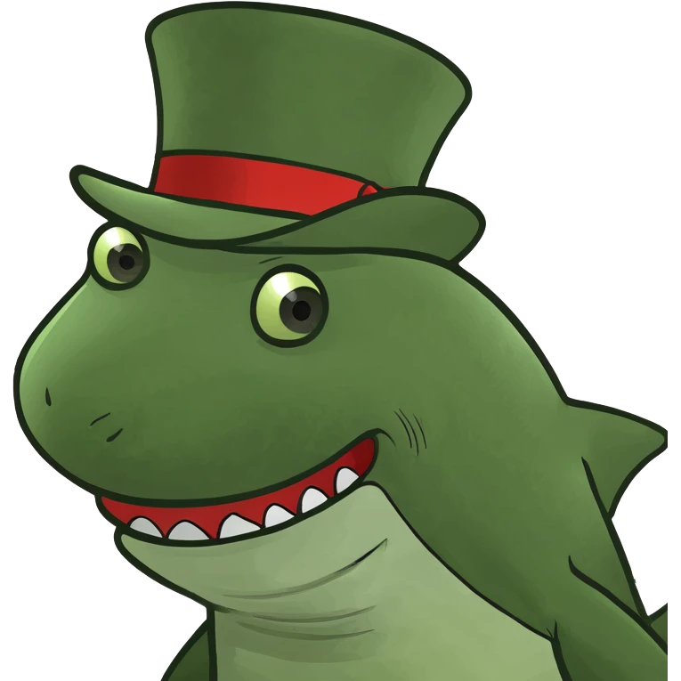 Shark with a top hat emoji