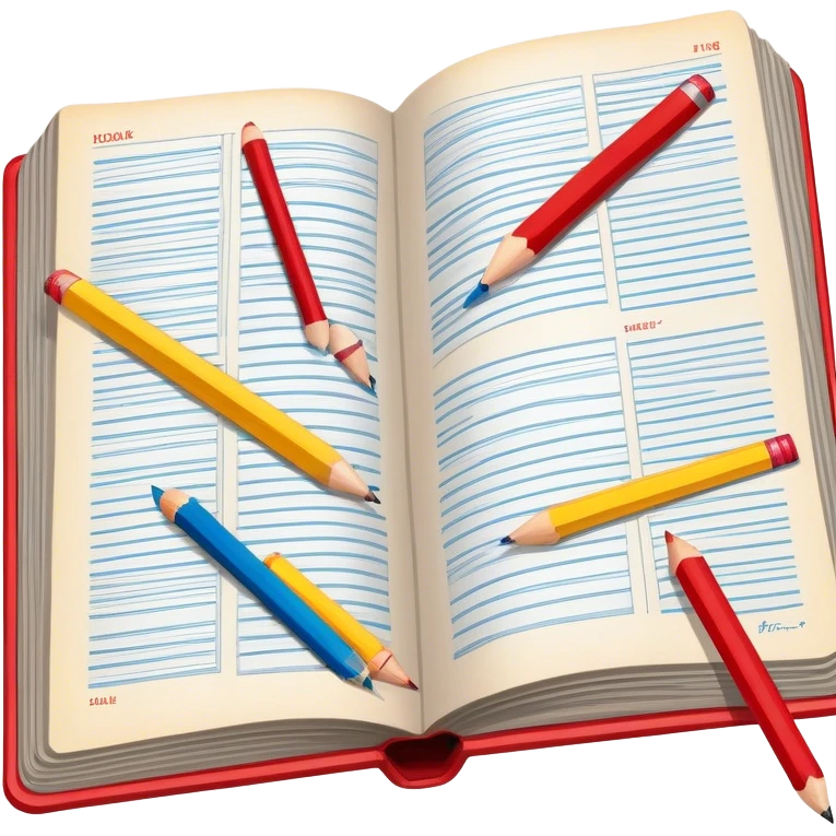 Create a detailed and vintage-inspired emoji representing comic books and graphic novels as a storytelling art form. The design should feature a large, open comic book with pages filled with classic American comic book panels. Include bold, dynamic lines and vibrant colors typical of vintage comics. A pencil (without a hand) should be writing text on the page, symbolizing the creation of the story. The overall design should evoke the classic feel of old-school comic books while incorporating the process of creating a graphic novel. Use rich, bold colors like red, yellow, and blue, and make the background transparent emoji