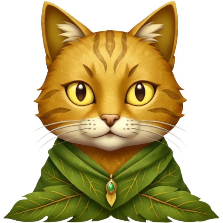 ancient cat with leaf cloth emoji
