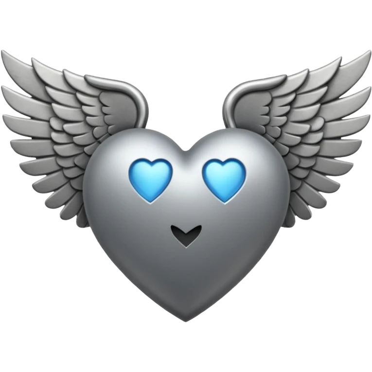 Corazon gris con alas y una venda todo gris emoji