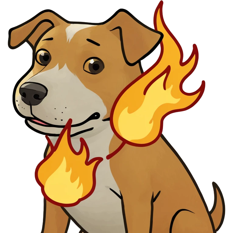 Dog with fire emoji