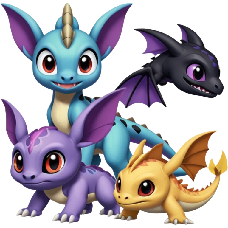 Meloetta-Raikou-Spyro-Toothless-Stitch-Pokémon-Fakémon-creature-hybrid emoji
