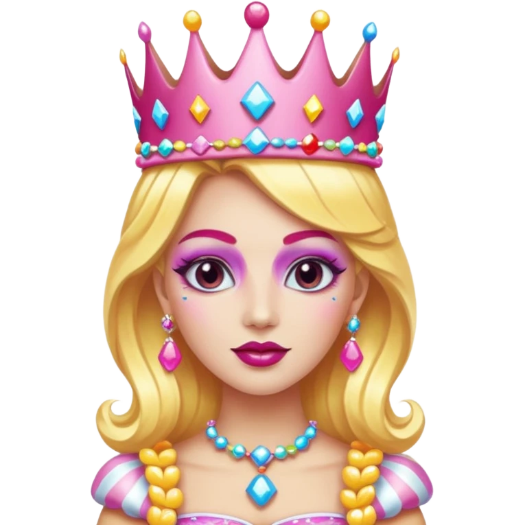 queen of the candyland, with candy makeup and just face emoji