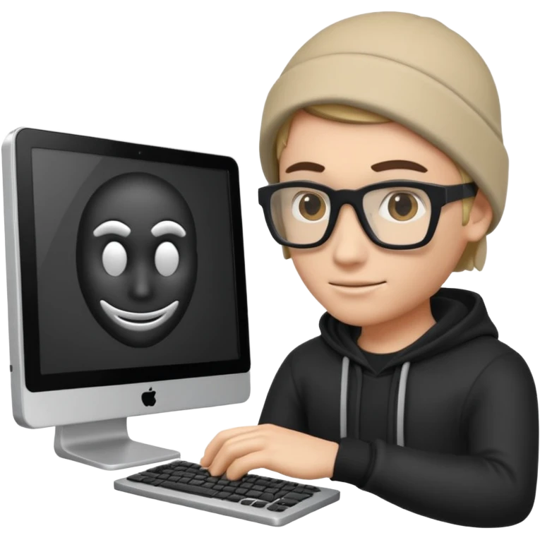 a 3d hacker with computer emoji