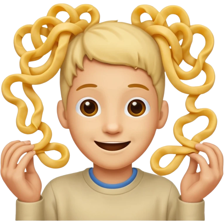 лапша висит на правом и левом ухе человека, надо головой ничего нет emoji