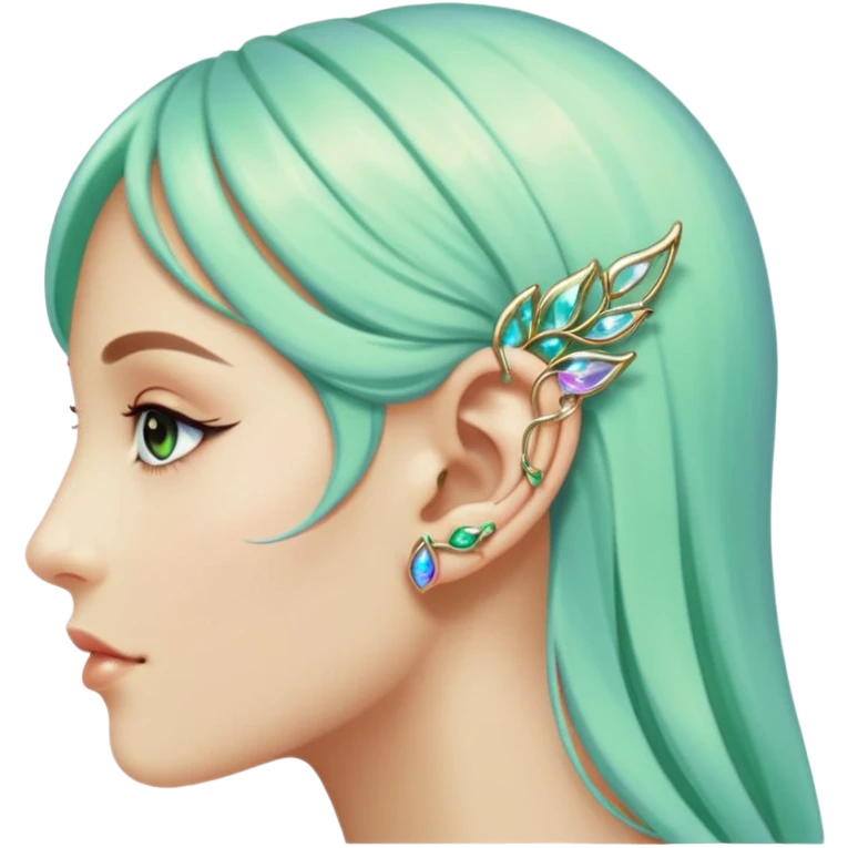 Elvish fae shiny sparkly iridescent translucent diaphanous ear climber ear cuff ear piece apparel emoji