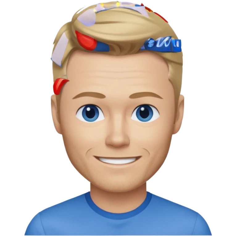 Ronan Keating with blue eyes, dark blonde hair, blue shirt emoji