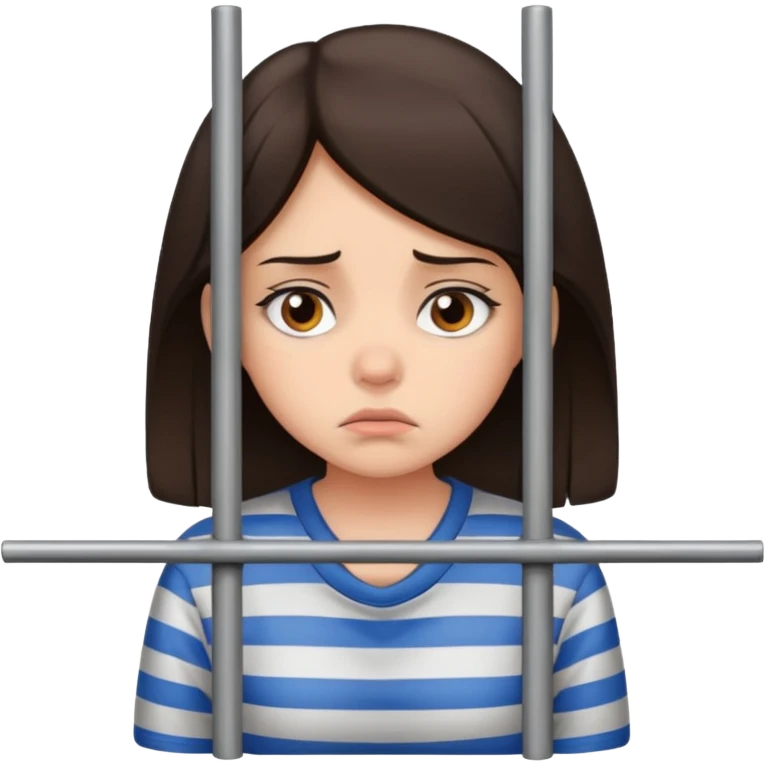Brunette girl in a timeout, sulking. Behind bars emoji