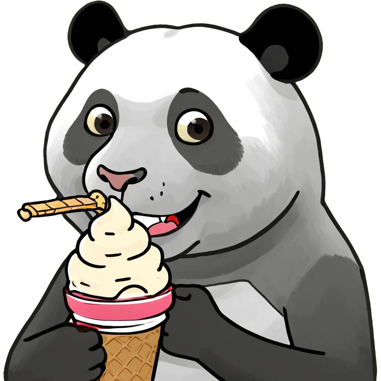 Panda eating ice cream emoji