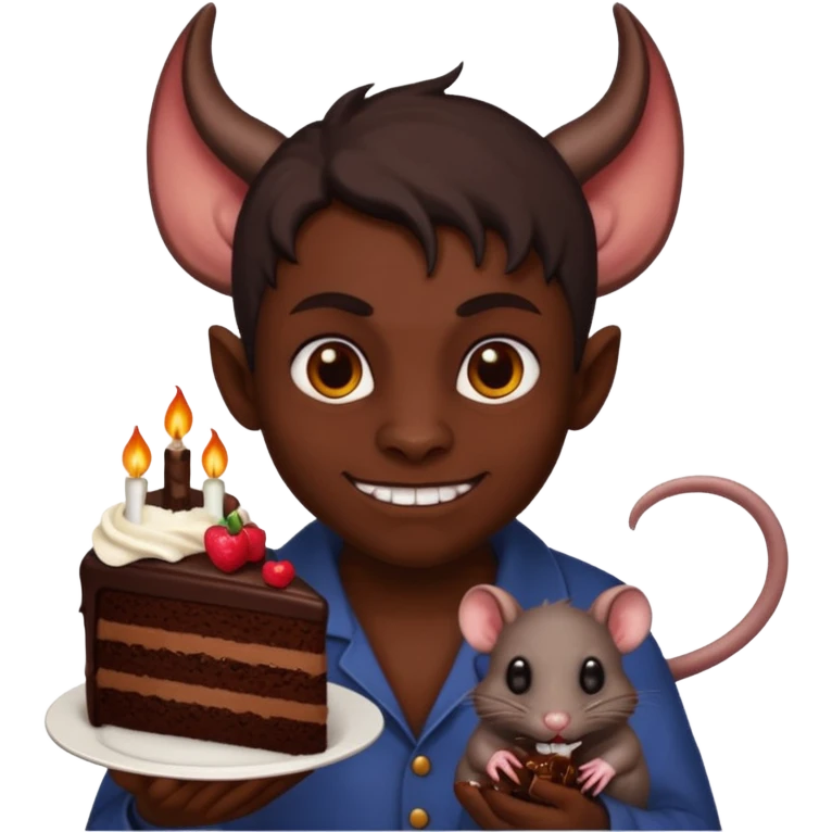 Demon with cake and rat emoji