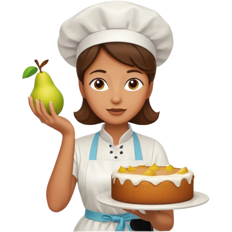 woman making pear cake emoji