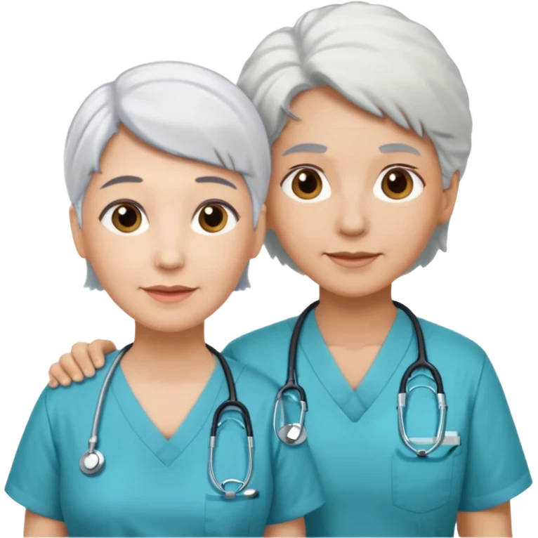Quiero una imagen de cuidados paliativos una enfermera cuidando a una anciana emoji