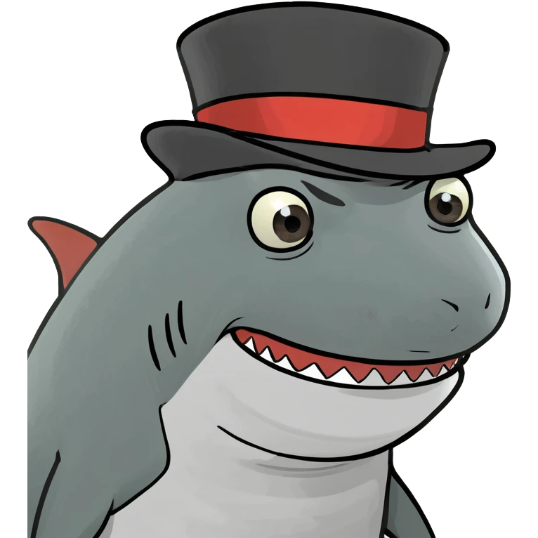 Shark with a top hat emoji