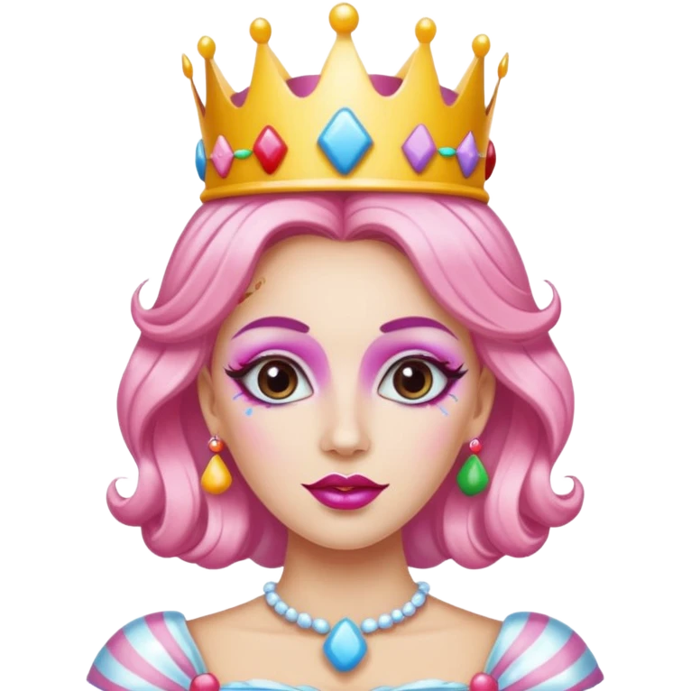 queen of the candyland, with candy makeup and just face emoji