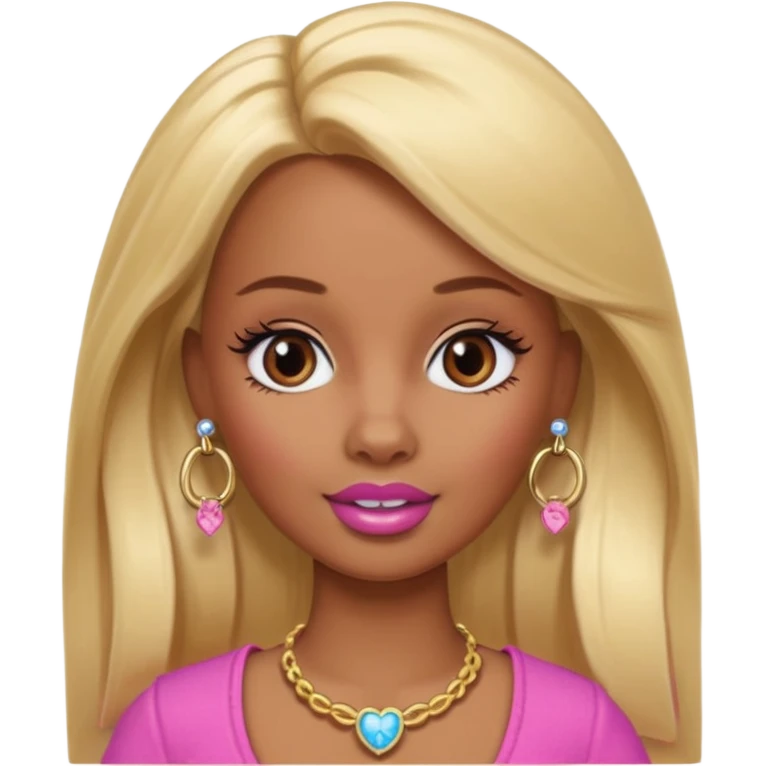 Brown skin blonde hair barbie with a nose ring emoji