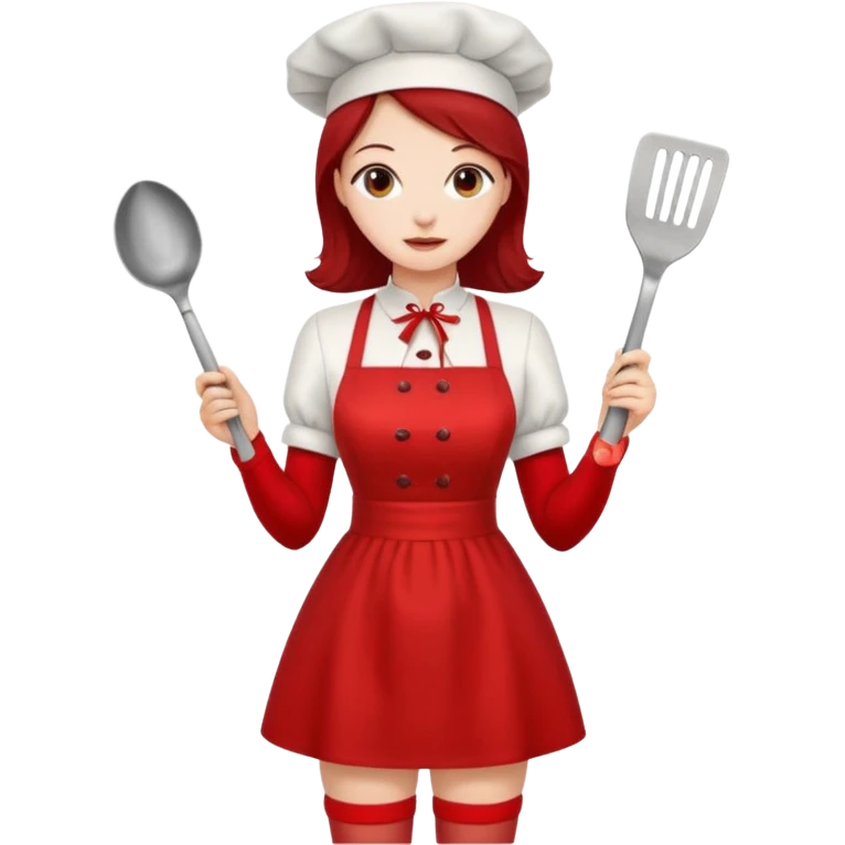 pinup girl in dress and stocking while cooking emoji